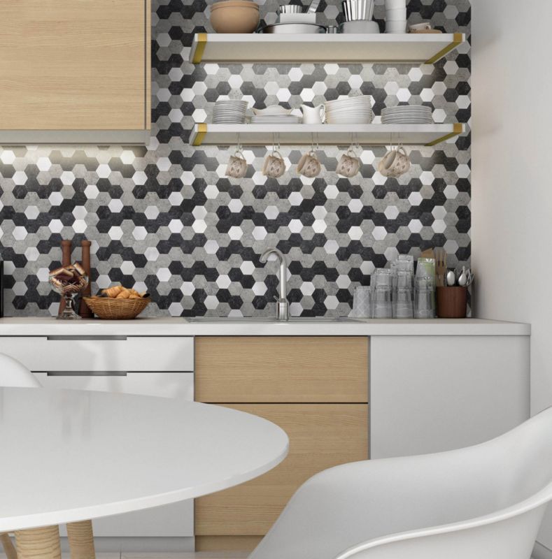 Naklejka dekoracyjna kompozytowa grey hexagones