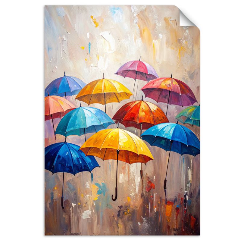 Naklejka na ścianę do salonu sypialni Feeby Kolorowe Parasolki Abstrakcja 100x150cm 1szt