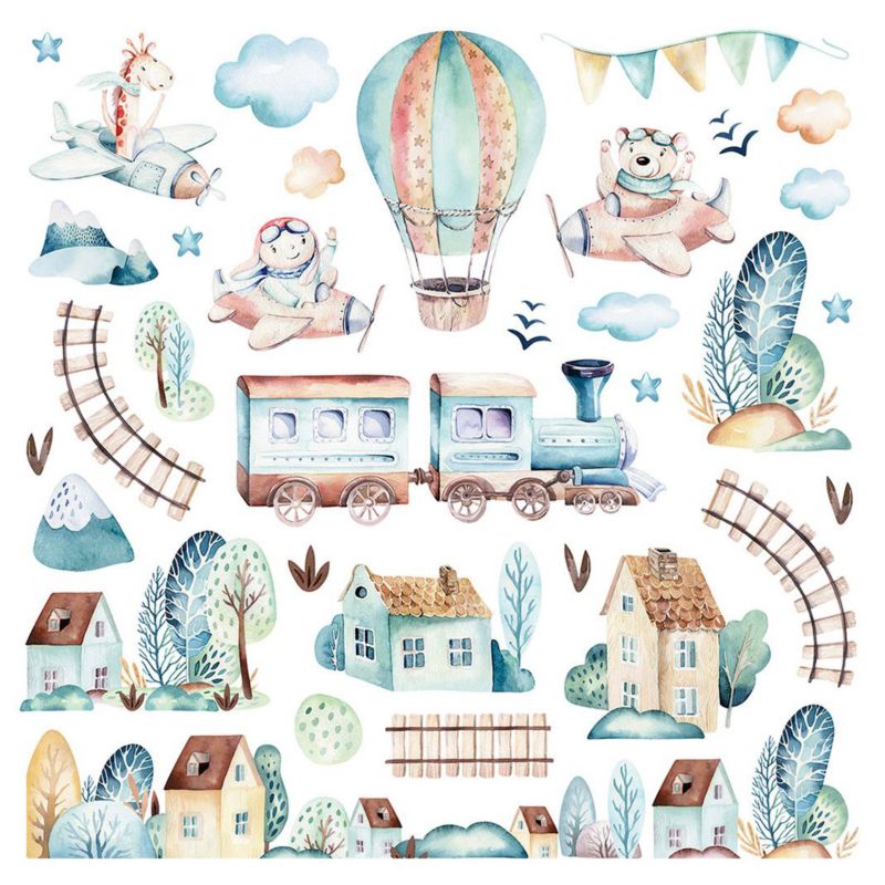 Naklejka na ścianę Sanders & Sanders balon powietrzny w wielu kolorach 42 x 30 cm - 1 szt.