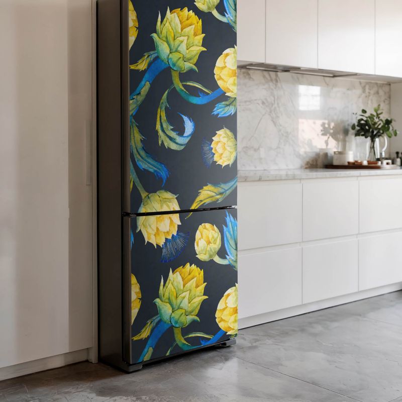 Naklejka na lodówkę Wallfluent 60x190 cm Malarski kwiatowy wzór 1 szt.