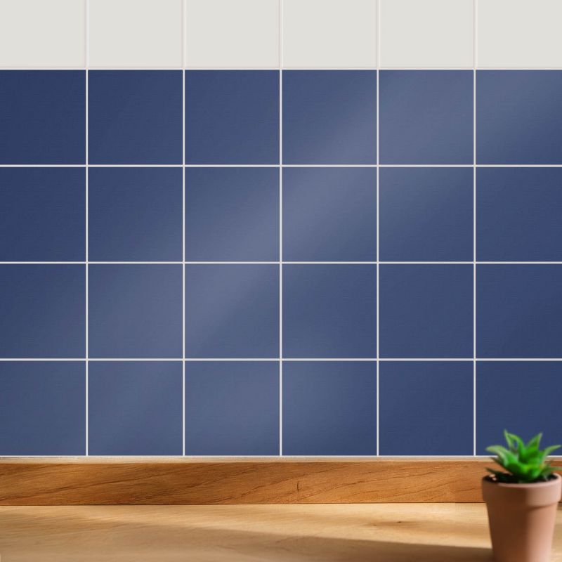 Naklejki na ścianę do kuchni Wallfluent 10x10 cm Kolor Granatowy odświeżenie kafelek 24 szt.