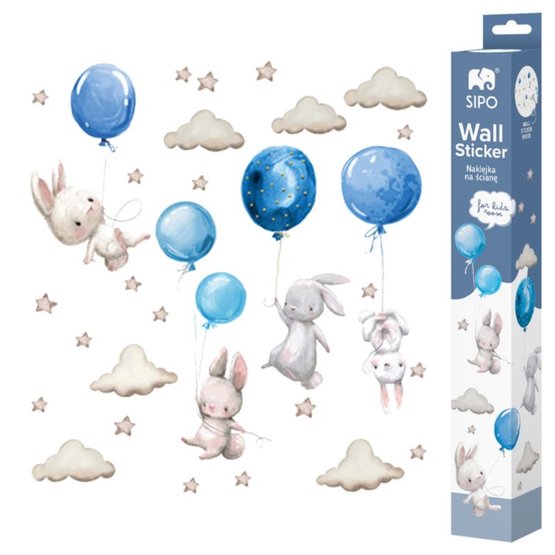 Naklejki na ścianę do pokoju dziecięcego SIPO, niebieskie balony, 1 kpl
