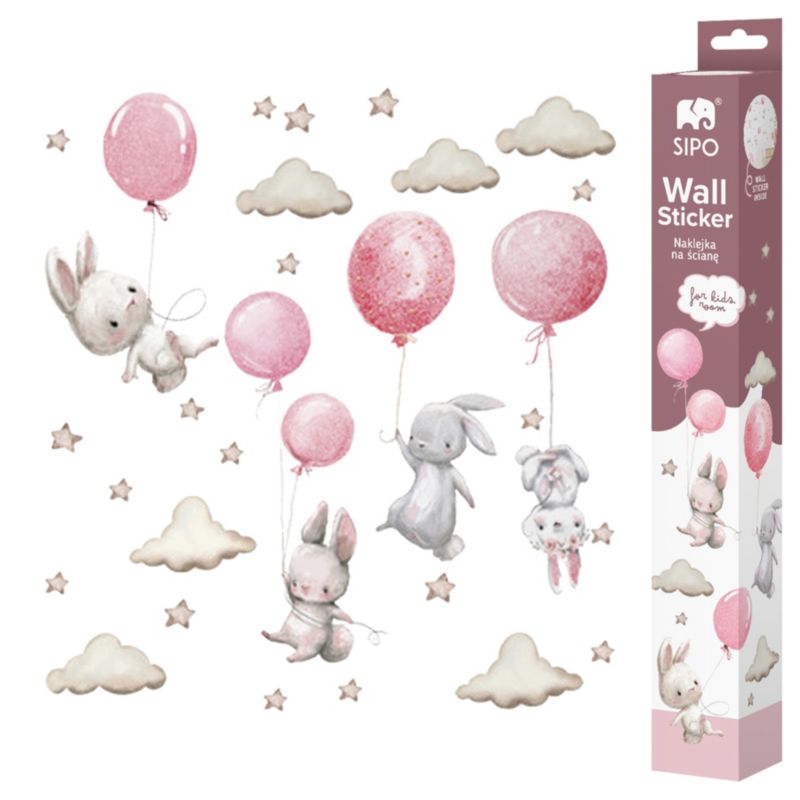 Naklejki na ścianę do pokoju dziecięcego SIPO, różowe balony, 1 kpl