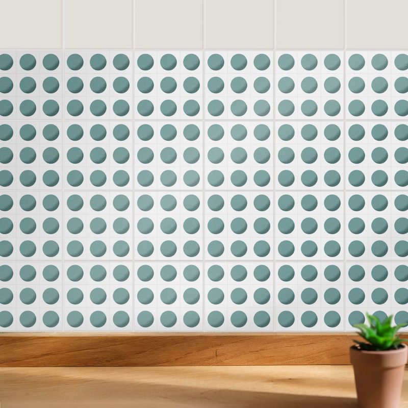 Naklejki na kafelki Wallfluent 10x10 cm Równomiernie rozmieszczone okręgi samoprzylepna folia 24 szt.