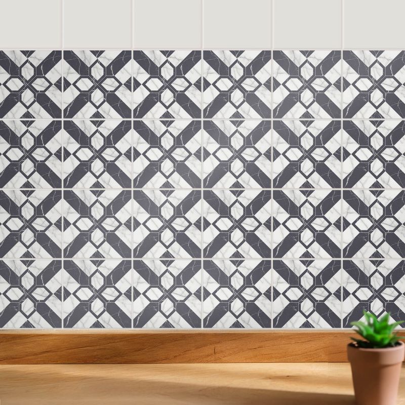 Naklejki na kafelki Wallfluent 10x10 cm Regularny wzór marmuru samoprzylepna folia 24 szt.