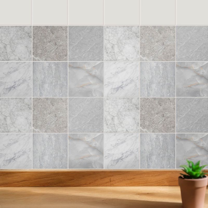 Naklejki na kafelki Wallfluent 20x20 cm Marmurowe tekstury samoprzylepna folia 24 szt.
