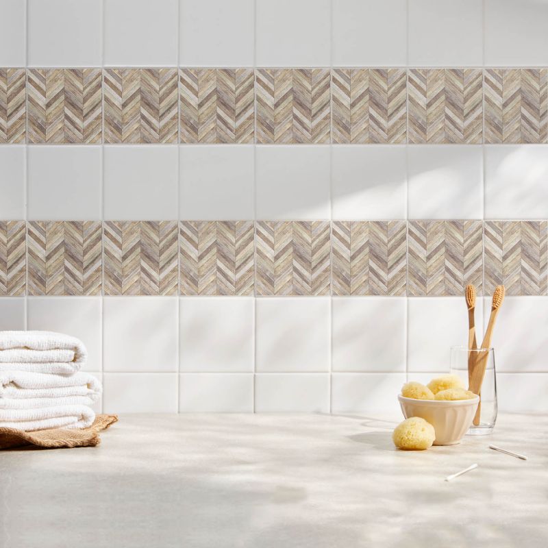 Naklejki na kafelki Wallfluent 20x20 cm Motyw w jodełkę samoprzylepna folia 24 szt.