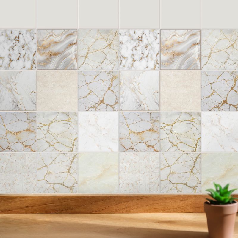 Naklejki na płytki Wallfluent 10x10 cm Elegancka mozaika marmurowa szybka renowacja 24 szt.