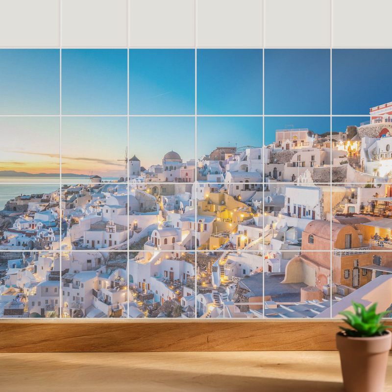 Naklejki na płytki Wallfluent 20x20 cm Malownicza architektura wyspy szybka renowacja 24 szt.