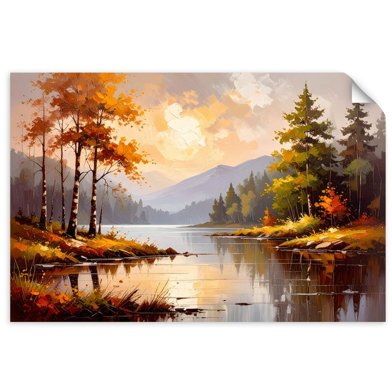 Naklejki samoprzylepne do salonu sypialni Feeby Rzeka Drzewa Krajobraz górski 30x20cm 1szt