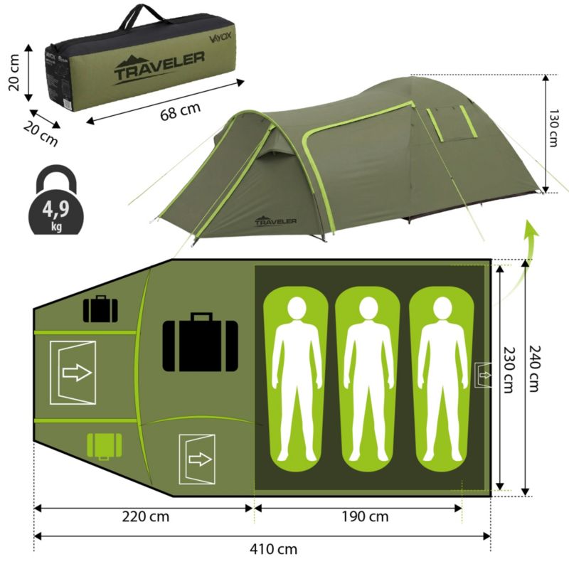Namiot 3 osobowy Vayox VA0429 TRAVELER 1szt.