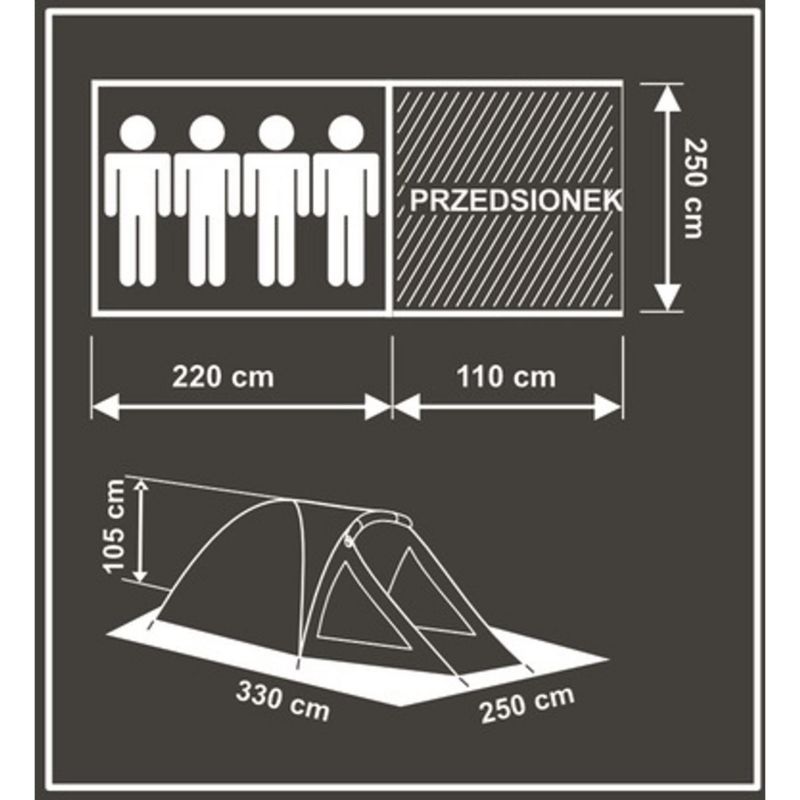 Namiot  Enero Camp 4 osobowy Comfort 330X250X105cm 1szt