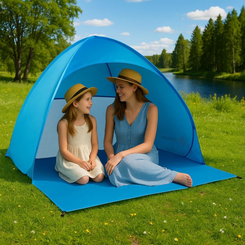 Namiot plażowy samorozkładający Springos 160x140x115cm parawan turystyczny Pop up niebieski 1szt.