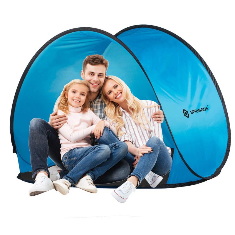 Namiot plażowy samorozkładający Springos Pop-up niebieski Springos 1 szt.