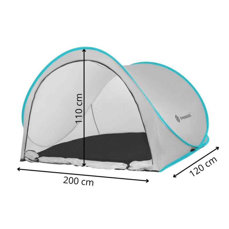 Namiot plażowy Springos 200x120x110 cm samorozkładający pop-up niebiesko-szary 1 szt.