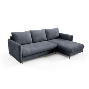 Narożnik Bettso Belis Boucle 216 x 165 cm z funkcją spania granatowy 1szt.