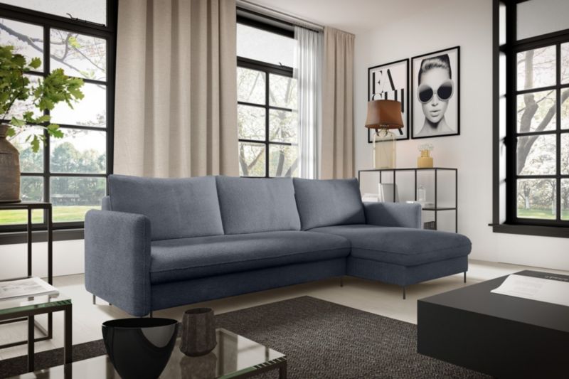 Narożnik Bettso Belis Boucle 216 x 165 cm z funkcją spania granatowy 1szt.