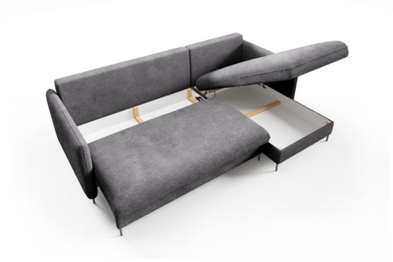 Narożnik Bettso Belis Boucle 216 x 165 cm z funkcją spania granatowy 1szt.