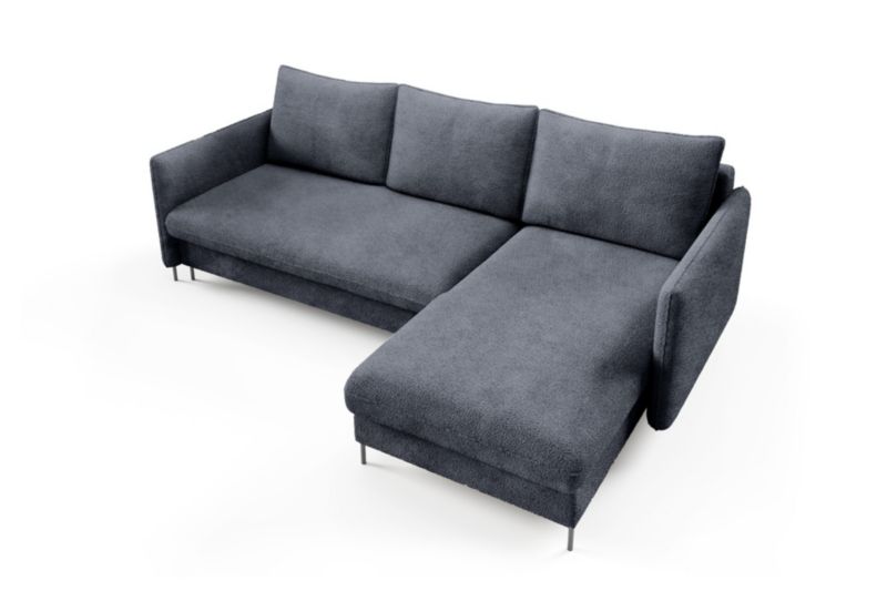 Narożnik Bettso Belis Boucle 216 x 165 cm z funkcją spania granatowy 1szt.