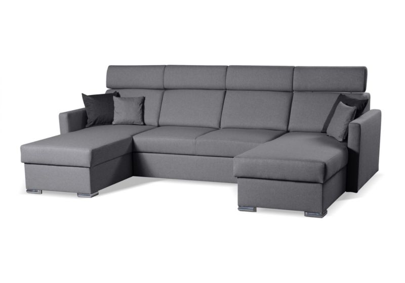 Narożnik Bettso Mils U 280x164 cm z funkcją spania i regulowanymi zagłówkami ciemny szary 1szt.