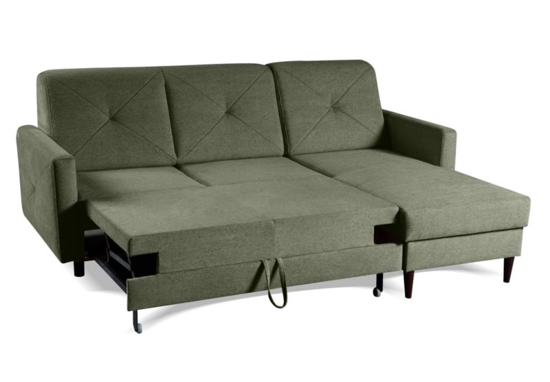 Narożnik Bettso Nordic 217x162 cm z funkcją spania zielony 1szt.