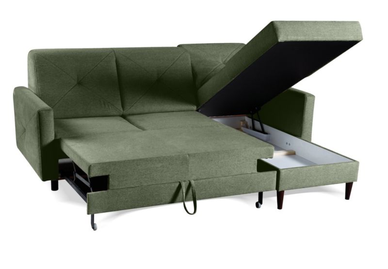 Narożnik Bettso Nordic 217x162 cm z funkcją spania zielony 1szt.