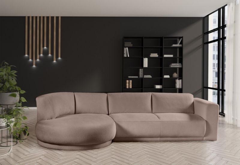 Narożnik lewostronny Bettso Lobiano 360x159 cm z funkcją spania jasnobrązowy 1szt.