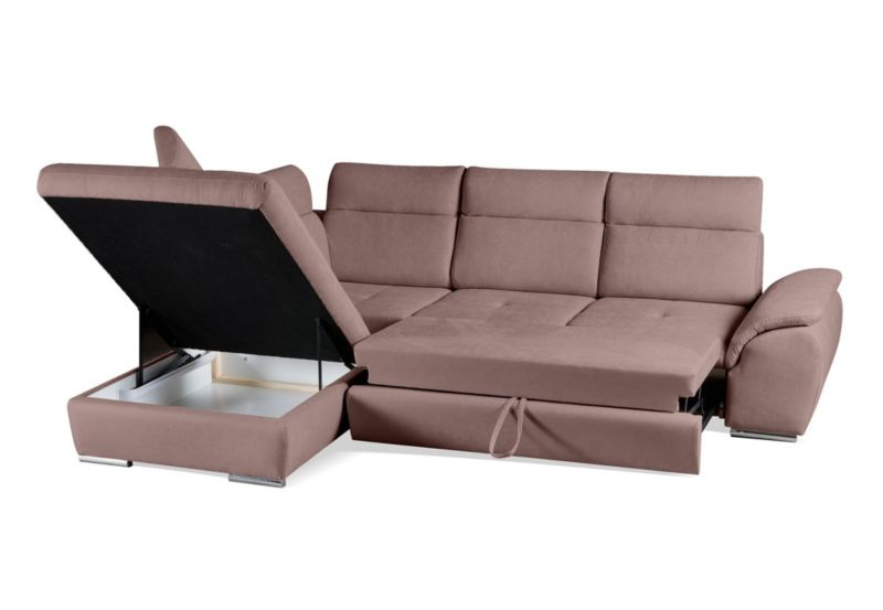 Narożnik lewostronny Bettso Zorian 277x228 cm z funkcją spania brązowy 1szt.