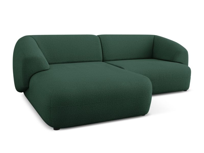 Narożnik lewostronny Makamii Moana z tkaniną boucle 230x98 cm butelkowa zieleń 1 szt.