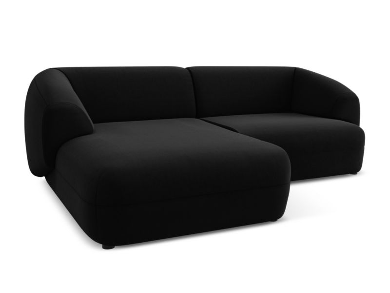Narożnik lewostronny Makamii Moana z weluru 230x98 cm czarny 1 szt.