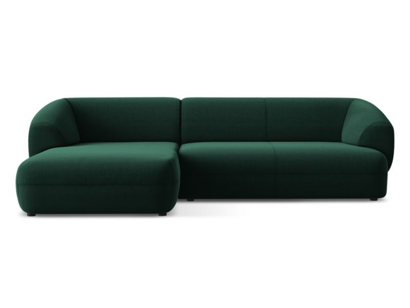 Narożnik lewostronny Makamii Moana z weluru 280x156 cm butelkowa zieleń 1 szt.