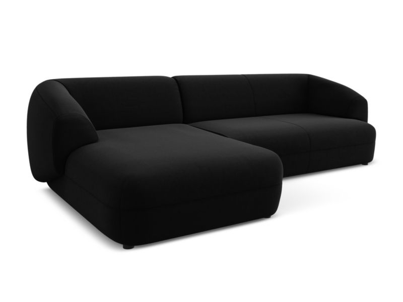 Narożnik lewostronny Makamii Moana z weluru 280x156 cm czarny 1 szt.