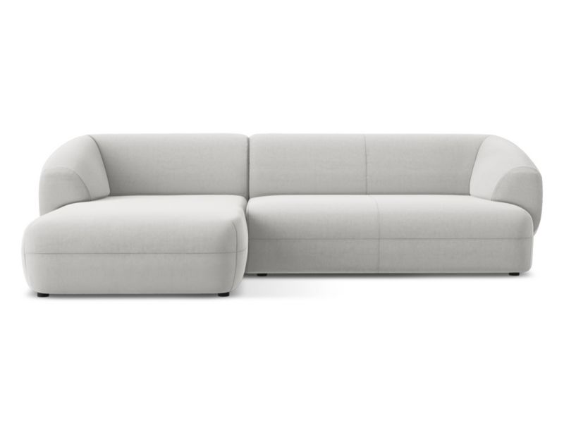 Narożnik lewostronny Makamii Moana z weluru 280x156 cm srebrny 1 szt.