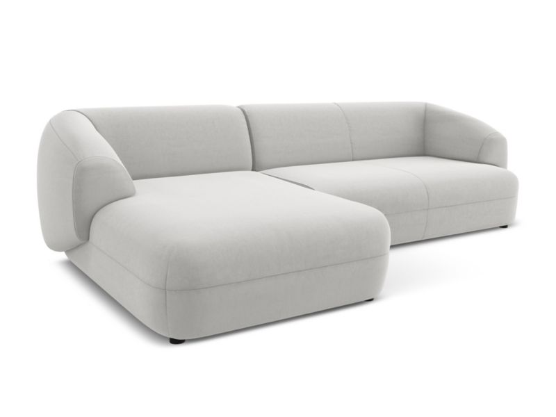Narożnik lewostronny Makamii Moana z weluru 280x156 cm srebrny 1 szt.