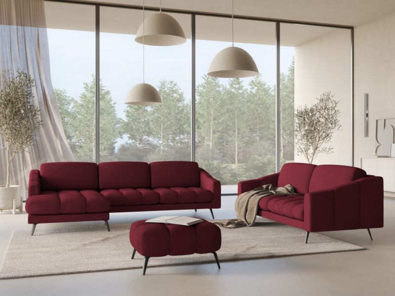 Narożnik lewostronny Makamii Nalu z tkaniny szenilowej 264x160 cm bordo 1 szt.