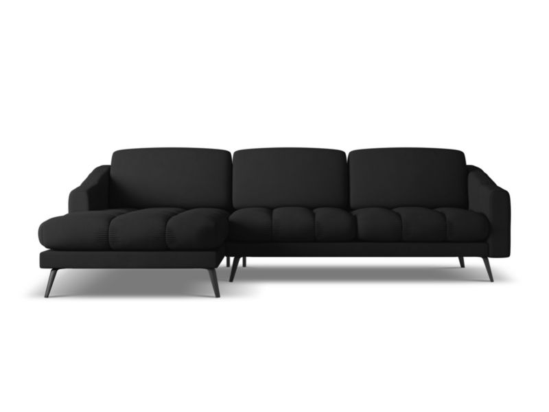 Narożnik lewostronny Makamii Nalu z tkaniny szenilowej 264x160 cm czarny 1 szt.