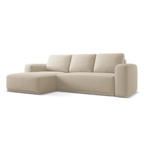Narożnik lewostronny z funkcją spania Makamii Kaila z tkaniny szenilowej 258x160 cm ciemny beż 1 szt.