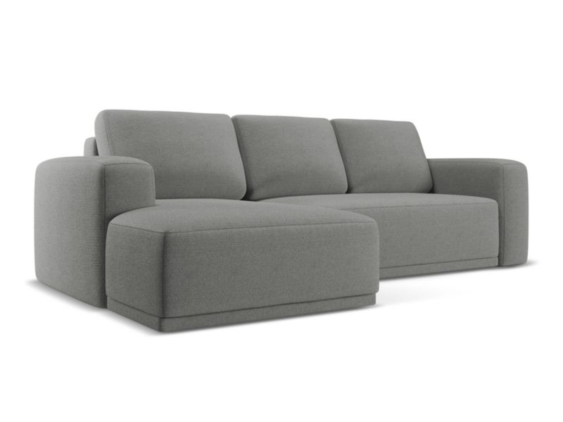 Narożnik lewostronny z funkcją spania Makamii Kaila z tkaniny szenilowej 258x160 cm słoniowy 1 szt.