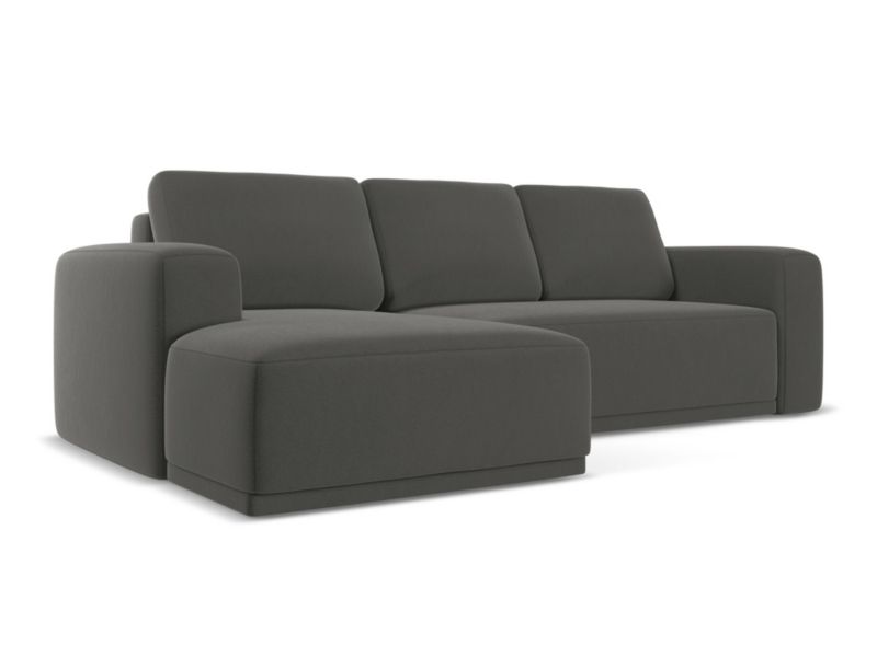 Narożnik lewostronny z funkcją spania Makamii Kaila z weluru 258x160 cm stalowy 1 szt.