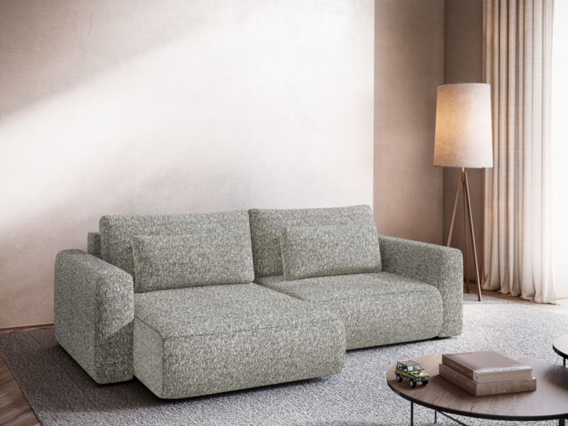 Narożnik lewostronny z funkcją spania Makamii Kapua z tkaniny plecionej 240x149 cm ciemny beż 1 szt.