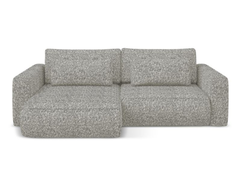 Narożnik lewostronny z funkcją spania Makamii Kapua z tkaniny plecionej 240x149 cm ciemny beż 1 szt.