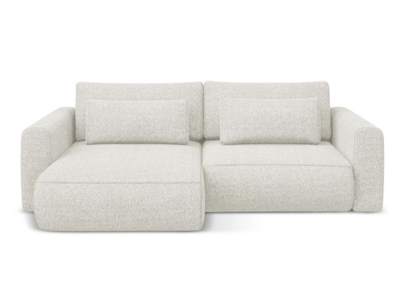 Narożnik lewostronny z funkcją spania Makamii Kapua z tkaniny plecionej 240x149 cm jasny beż 1 szt.