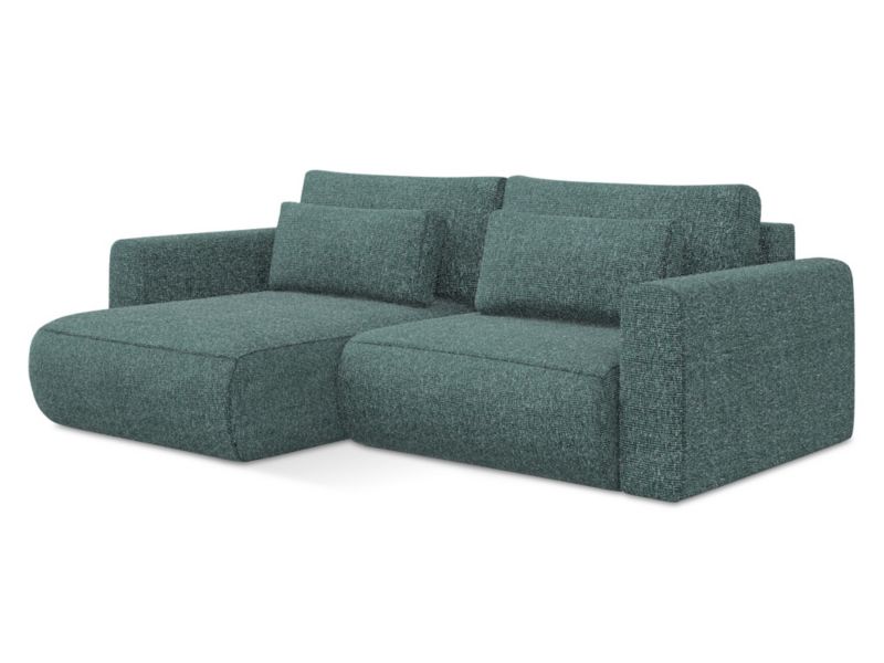 Narożnik lewostronny z funkcją spania Makamii Kapua z tkaniny plecionej 240x149 cm jeans 1 szt.