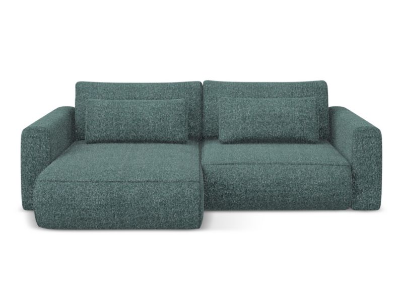 Narożnik lewostronny z funkcją spania Makamii Kapua z tkaniny plecionej 240x149 cm jeans 1 szt.