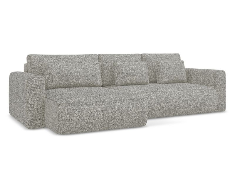 Narożnik lewostronny z funkcją spania Makamii Kapua z tkaniny plecionej 278x149 cm ciemny beż 1 szt.