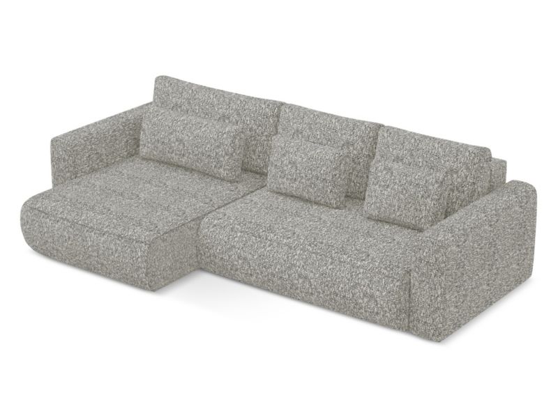 Narożnik lewostronny z funkcją spania Makamii Kapua z tkaniny plecionej 278x149 cm ciemny beż 1 szt.