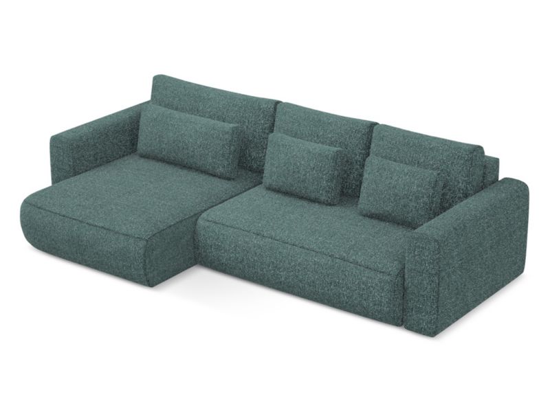 Narożnik lewostronny z funkcją spania Makamii Kapua z tkaniny plecionej 278x149 cm jeans 1 szt.