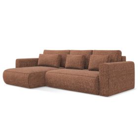 Narożnik lewostronny z funkcją spania Makamii Kapua z tkaniny plecionej 278x149 cm terakota 1 szt.