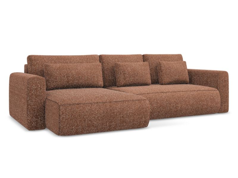 Narożnik lewostronny z funkcją spania Makamii Kapua z tkaniny plecionej 278x149 cm terakota 1 szt.