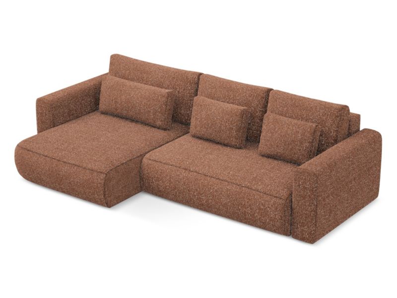 Narożnik lewostronny z funkcją spania Makamii Kapua z tkaniny plecionej 278x149 cm terakota 1 szt.